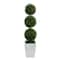 4ft. Boxwood Triple Ball Topiary Artificial Tree in White Metal Planter